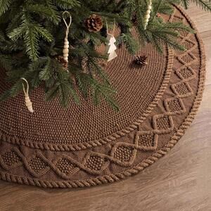 NWT Theory LimBridge 36 inch Christmas Tree Skirt, Wester Brown Knit Farmhouse